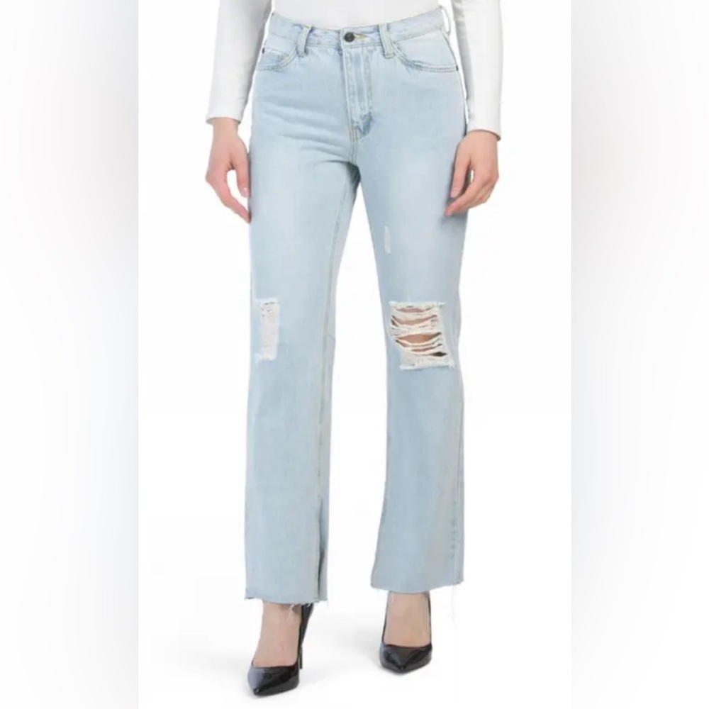NWT Avec Les Filles $168 Light Split Hem High Waisted Jeans ✨